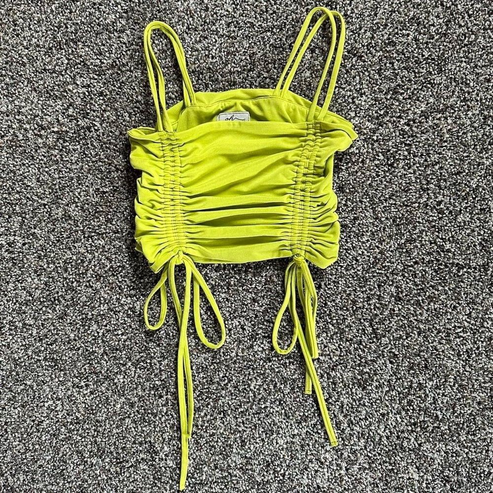 Oh Polly Lime Green Ruched Women's Tank